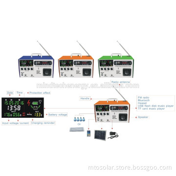 FM radio 10w Portable LCD screen display solar power system